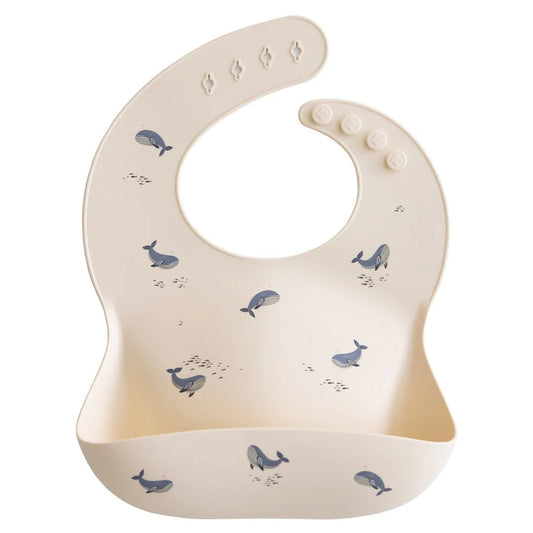 Mushie Silicone Bib Whales - Mushie - Lilla Norden