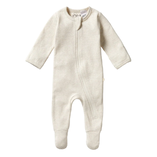 Wilson & Frenchy Organic Stripe Rib Zipsuit - Wilson & Frenchy - Lilla Norden